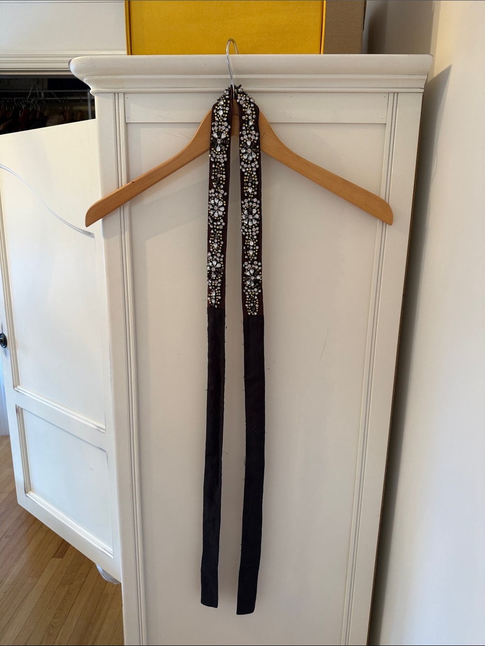 Club Monaco Beaded Embellished Black Scarf Belt